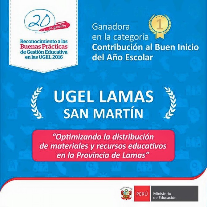 Resultados de las UGEL ganadoras del I Concurso “20 En Gestión” Reconocimiento a las Buenas Prácticas de Gestión Educativa en las Unidades de Gestión Educativa Local