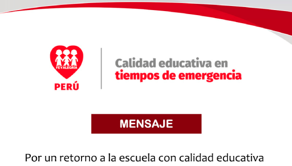 Mensaje de Fe y Alegría: Por un retorno a la escuela con calidad educativa